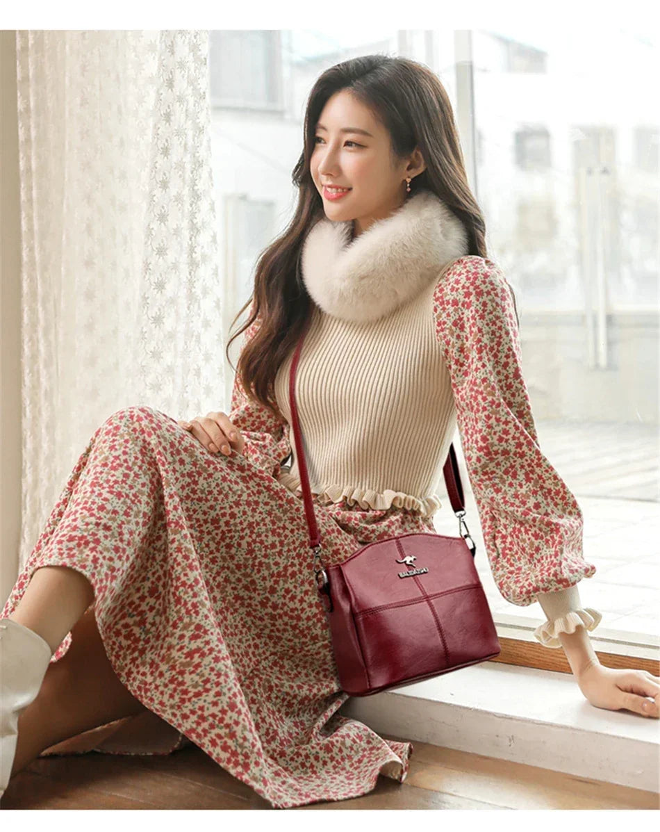 Leather Luxury Handbag. Shoulder Crossbody Handbag