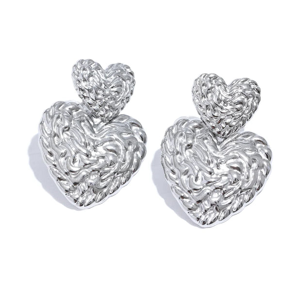 Textured Heart Earrings