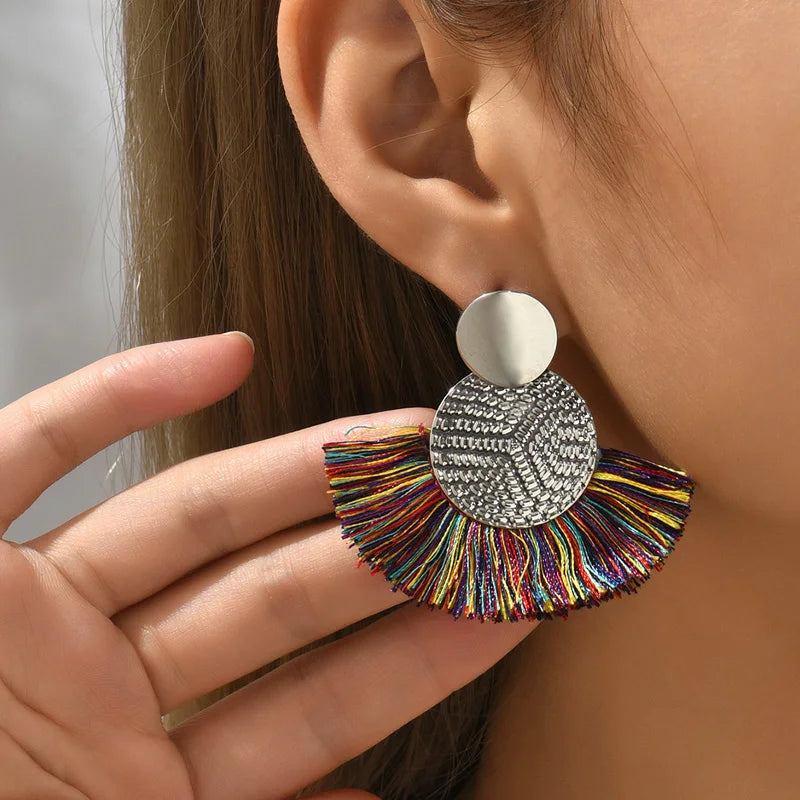 Boho Fan Tassel Earrings