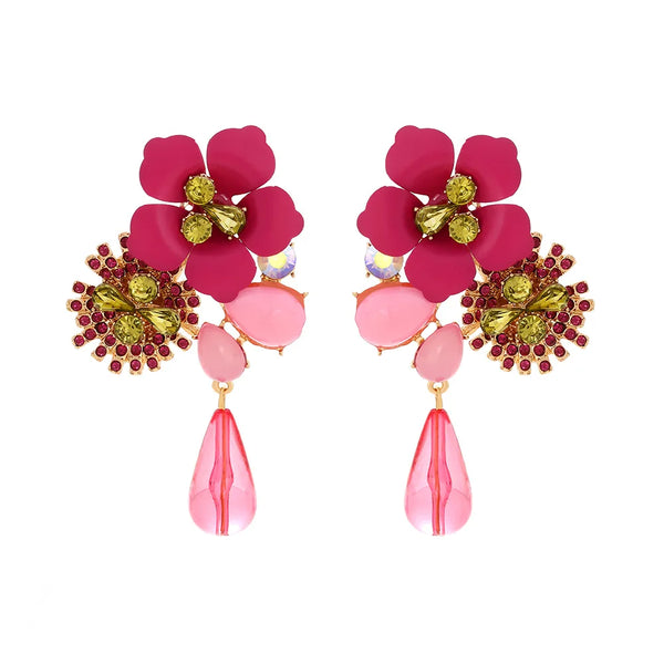 Metal Flowers Dangle Earrings