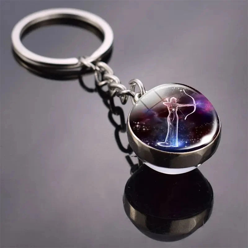 Glass Ball Zodiac Luminous Keychain