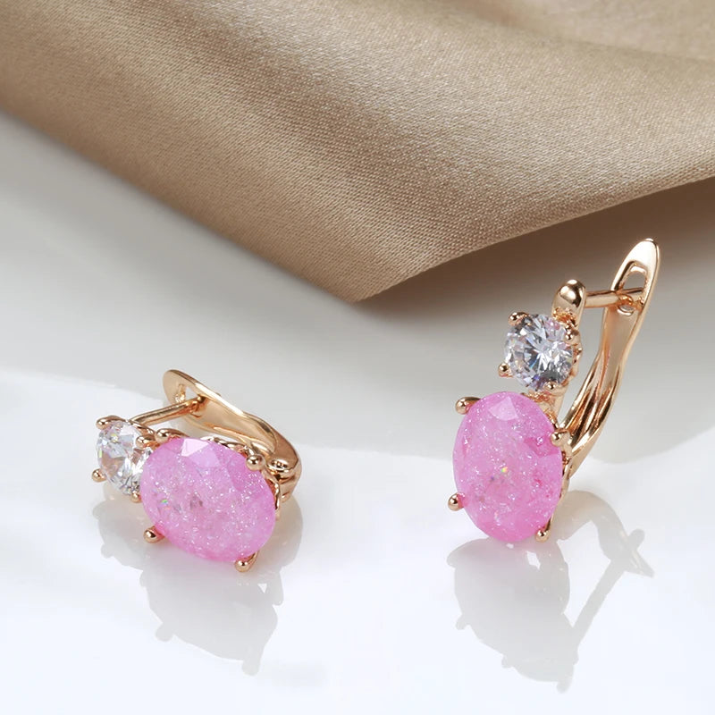 Pink Frosted Zircon Drop Earrings