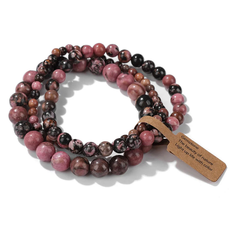 Rhodonite Beads Bracelet Set