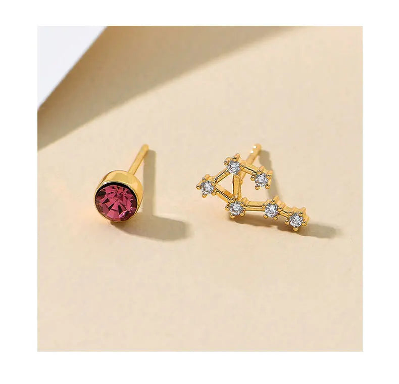 Needle Style Zodiac Stud Earrings