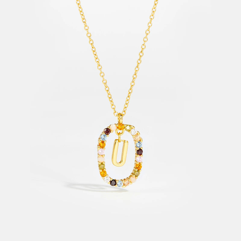 Sterling Gold Letter Pendant Necklace