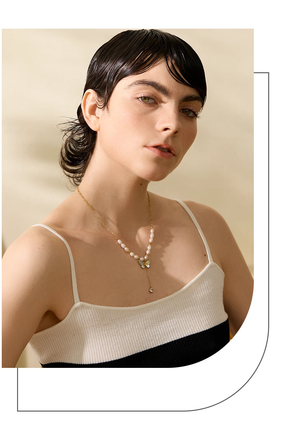 Freshwater Pearl Butterfly Pendant Necklace