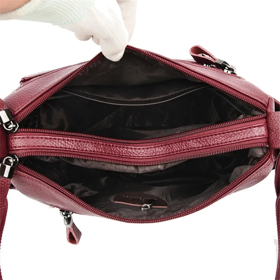 Leather Luxury Handbag. Shoulder Crossbody Handbag