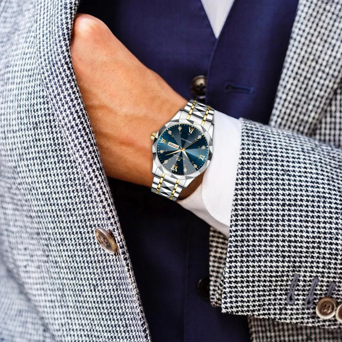 Men's  Watch Water Diamond Luxury Night Glow