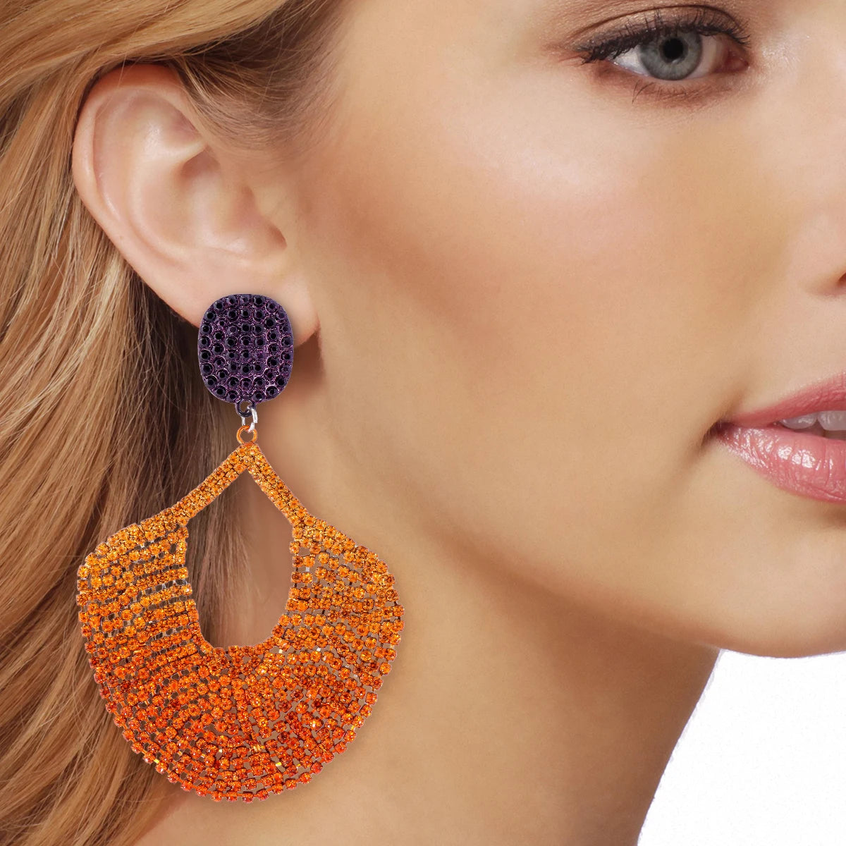 Vintage Crystal Fan Tassel Earrings