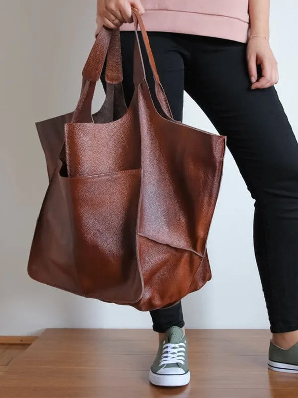 Multifunctional Large Capacity Soft Tote  Luxury Leather Bag