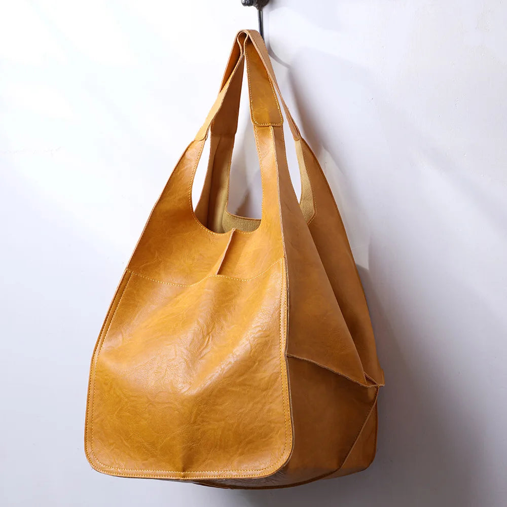 Multifunctional Large Capacity Soft Tote  Luxury Leather Bag