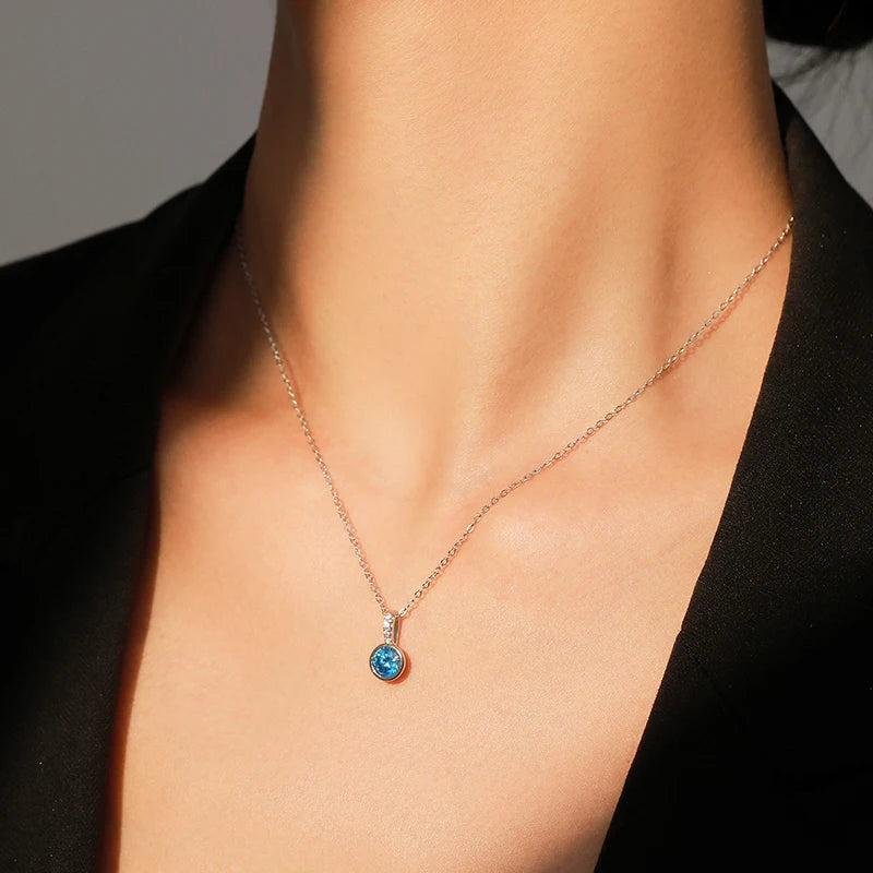 925 Sterling Silver Blue Zirconia Jewelry Set
