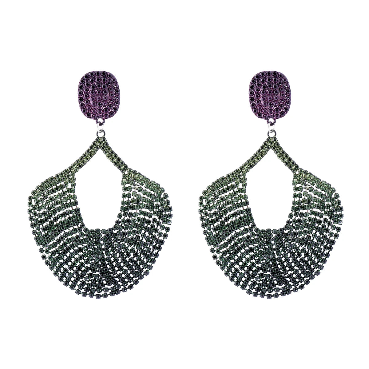 Vintage Crystal Fan Tassel Earrings