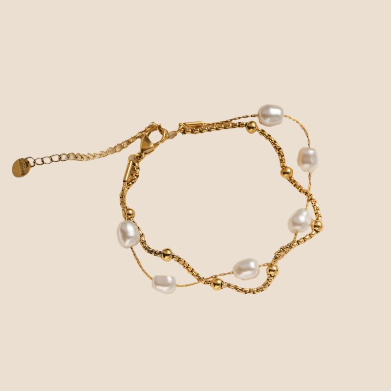 Double Layer Gold Pearl Bracelet
