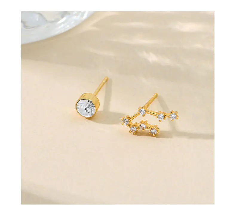 Needle Style Zodiac Stud Earrings