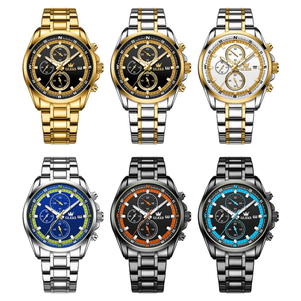 Exclusive Men's Watch Stainless steel Classic Three Small Dials Waterproof  Watch