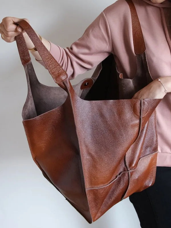 Multifunctional Large Capacity Soft Tote  Luxury Leather Bag