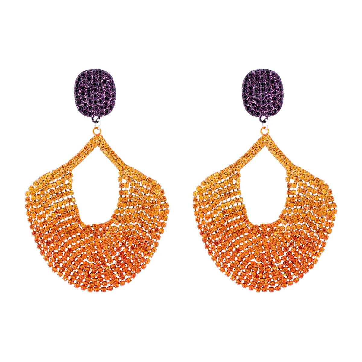 Vintage Crystal Fan Tassel Earrings