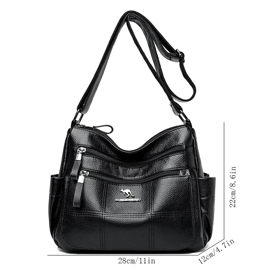 Leather Luxury Handbag. Shoulder Crossbody Handbag