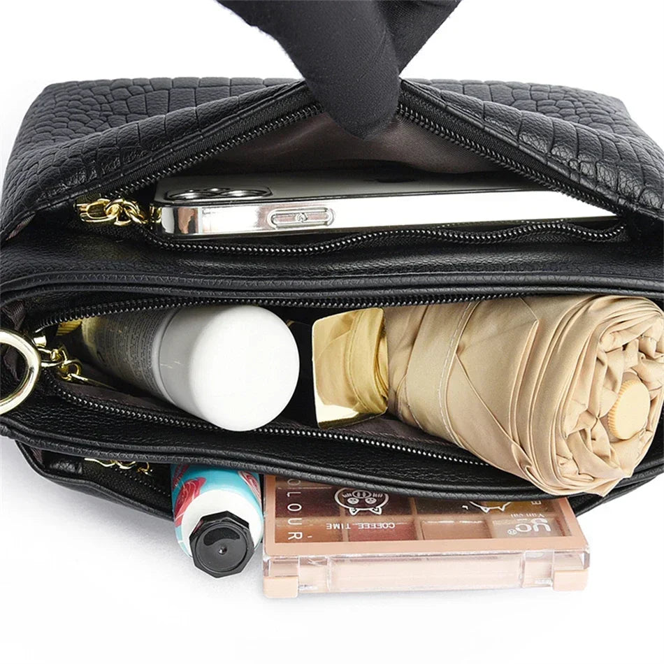 Leather Luxury Handbag. Shoulder Crossbody Handbag