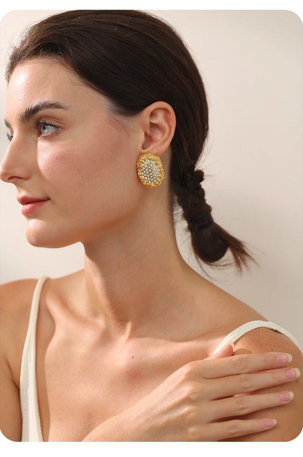 18k Ear Clip Gold Statement Earrings