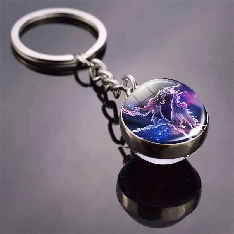 Glass Ball Zodiac Luminous Keychain