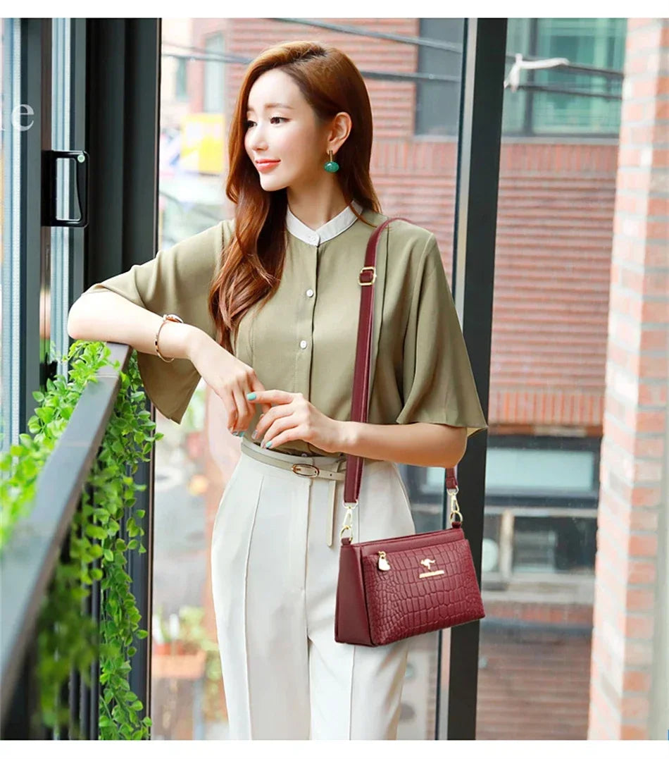 Leather Luxury Handbag. Shoulder Crossbody Handbag