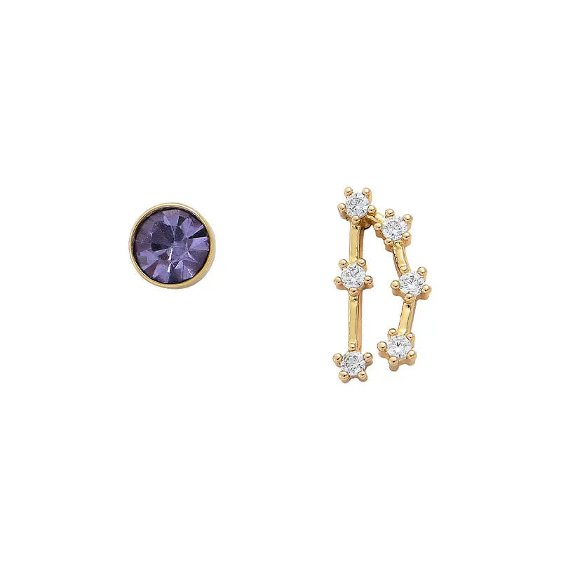 Needle Style Zodiac Stud Earrings