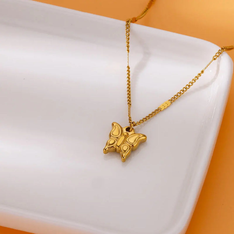 Gold Butterfly Pendant Necklace