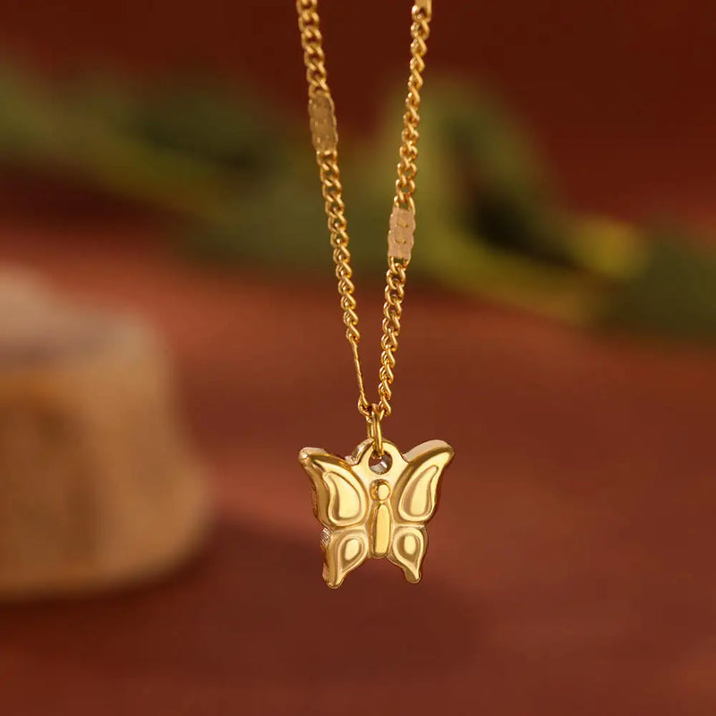 Gold Butterfly Pendant Necklace