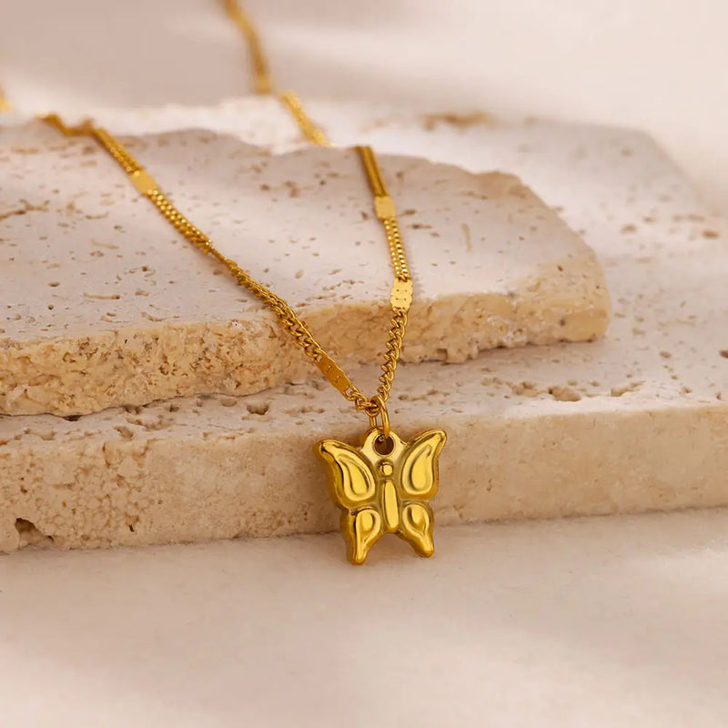 Gold Butterfly Pendant Necklace