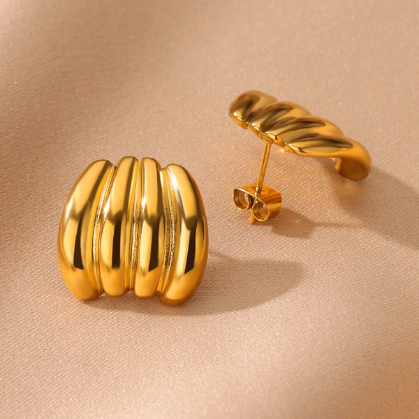Retro Stripe Gold Earrings