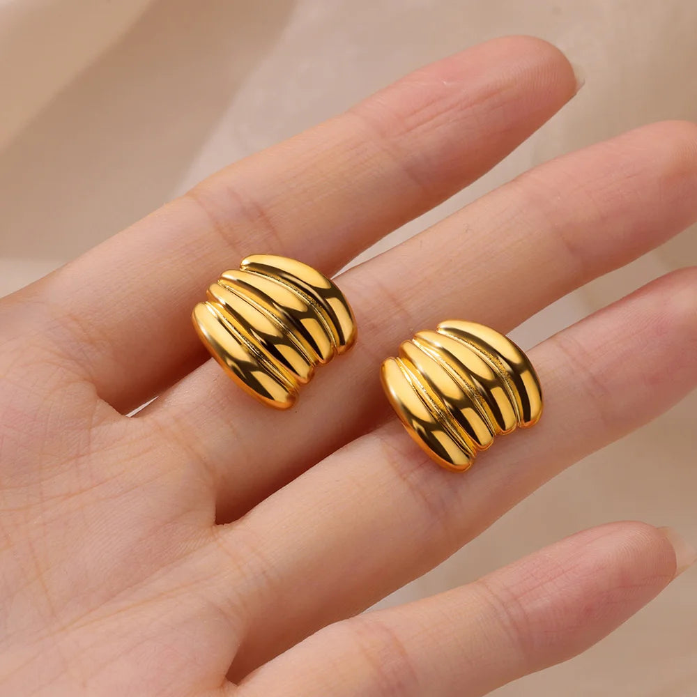 Retro Stripe Gold Earrings