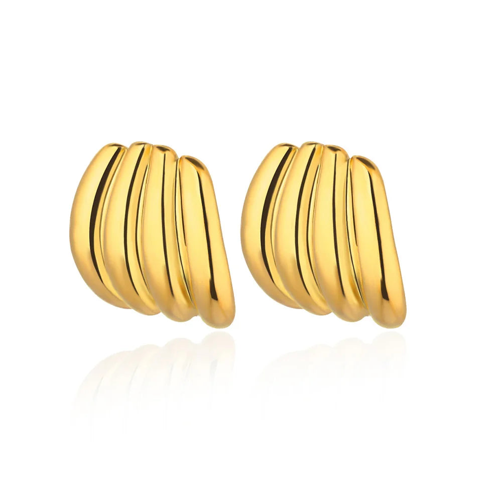 Retro Stripe Gold Earrings