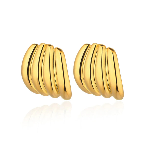 Retro Stripe Gold Earrings
