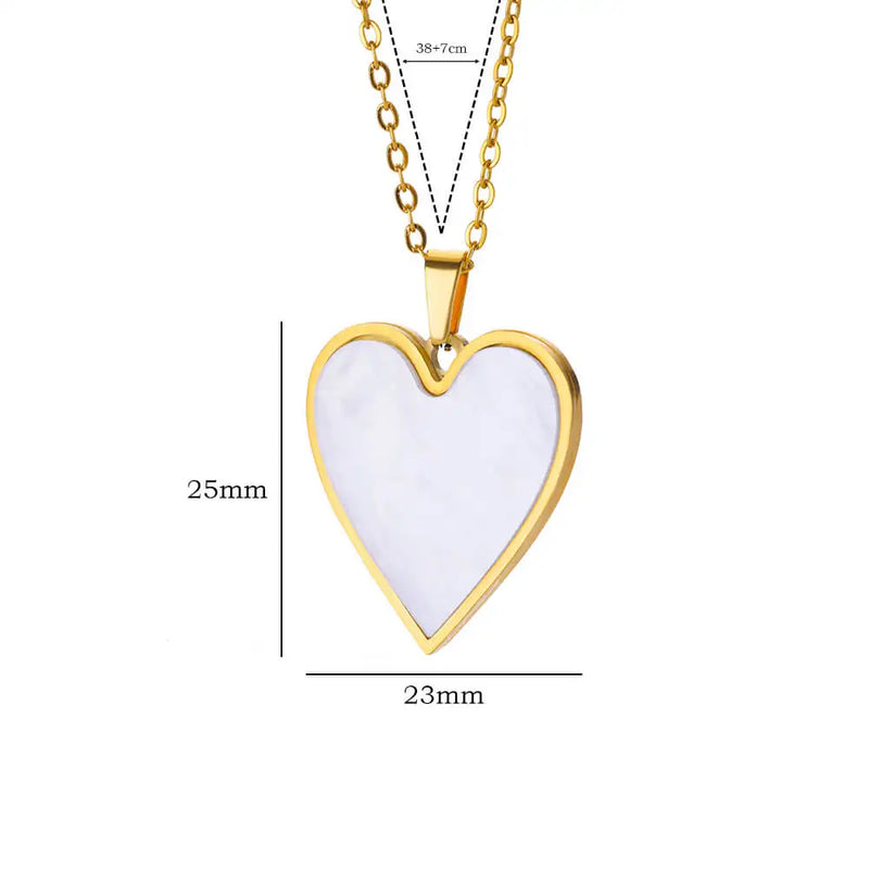 White Heart Pendant Necklace