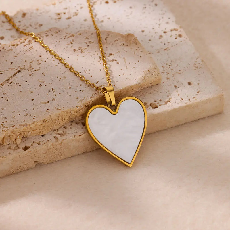 White Heart Pendant Necklace