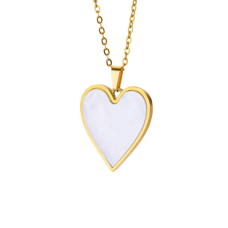 White Heart Pendant Necklace