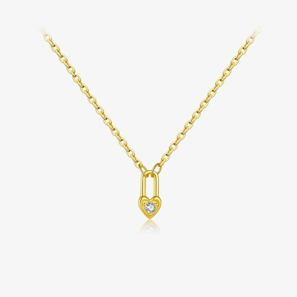 Sterling Silver Heart Padlock Necklace