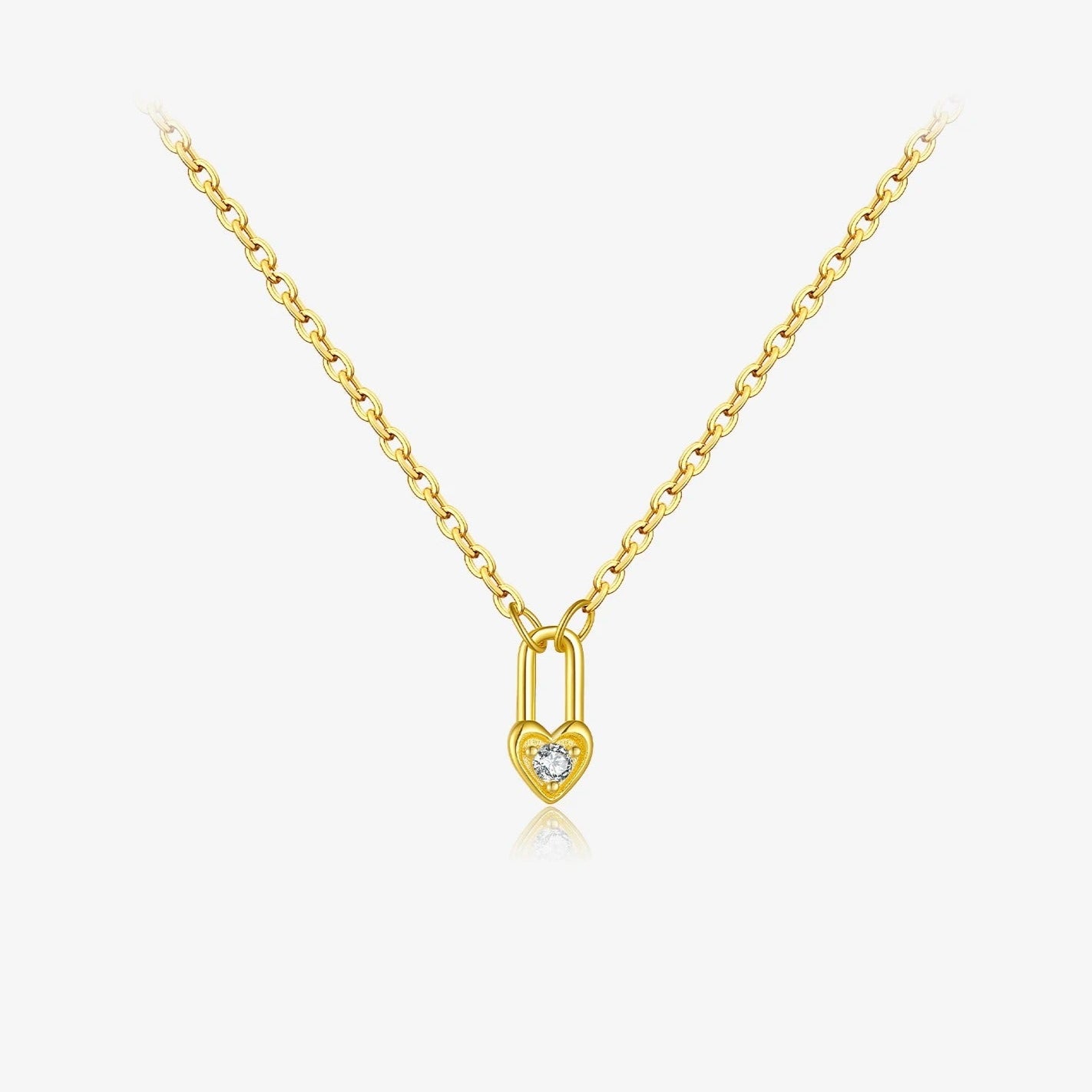 Sterling Silver Heart Padlock Necklace