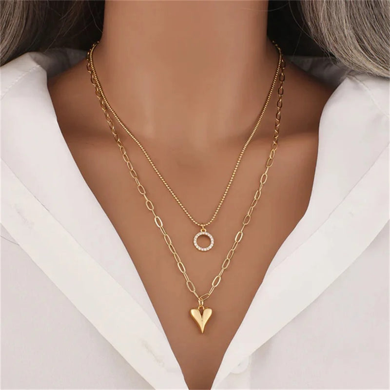 Gold-Plated Double Layer Chain Necklace