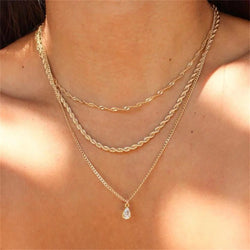 Gold-Plated Double Layer Chain Necklace