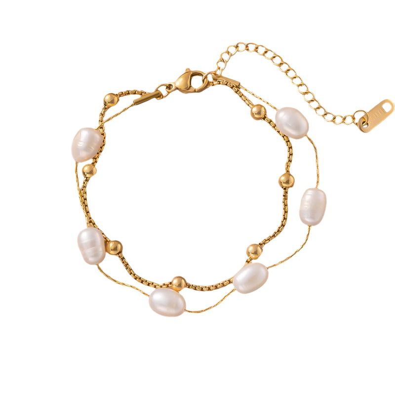 Double Layer Gold Pearl Bracelet