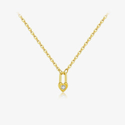Sterling Silver Heart Padlock Necklace
