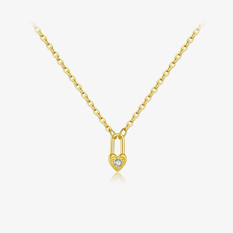 Sterling Silver Heart Padlock Necklace