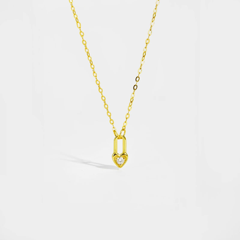 Sterling Silver Heart Padlock Necklace