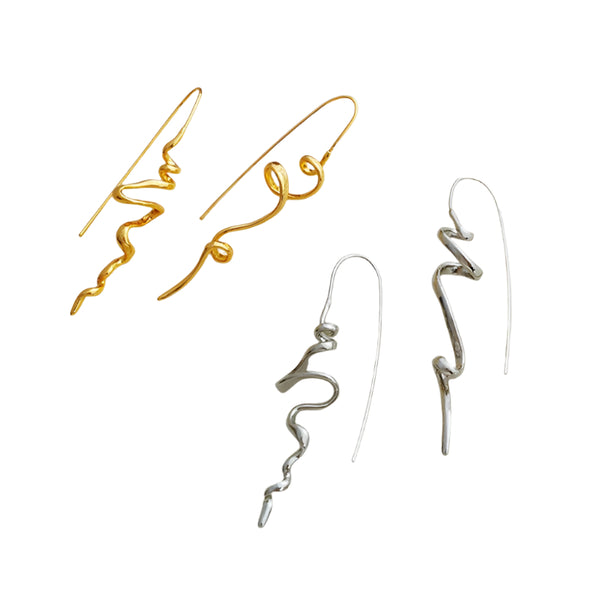 Abstract Three-Dimensional Design Earrings
