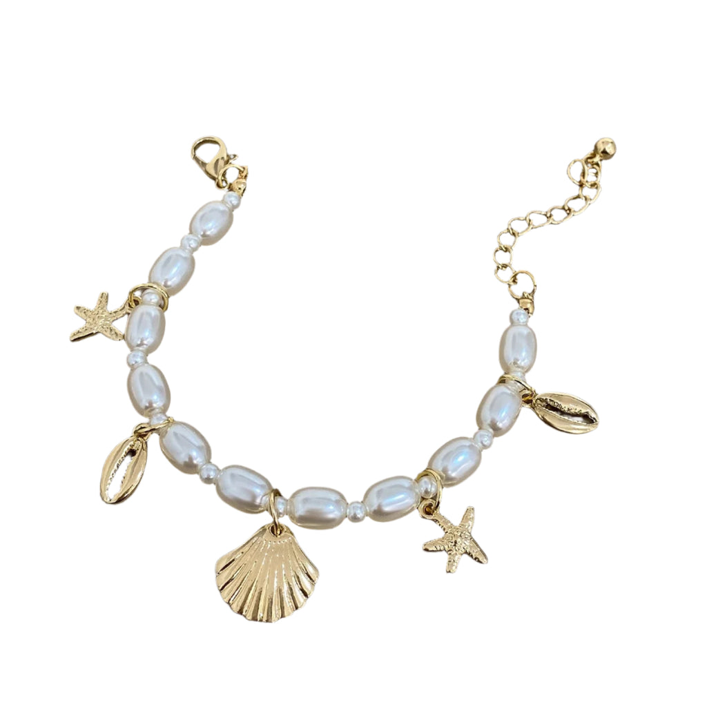 Bohemian Starfish & Shell Pearl Bracelet