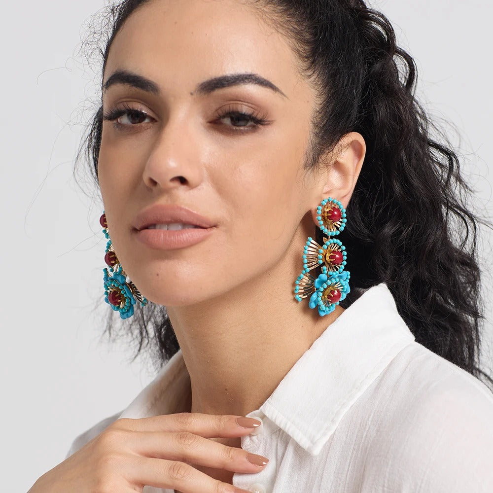 Bohemian Resin Beaded Earrings