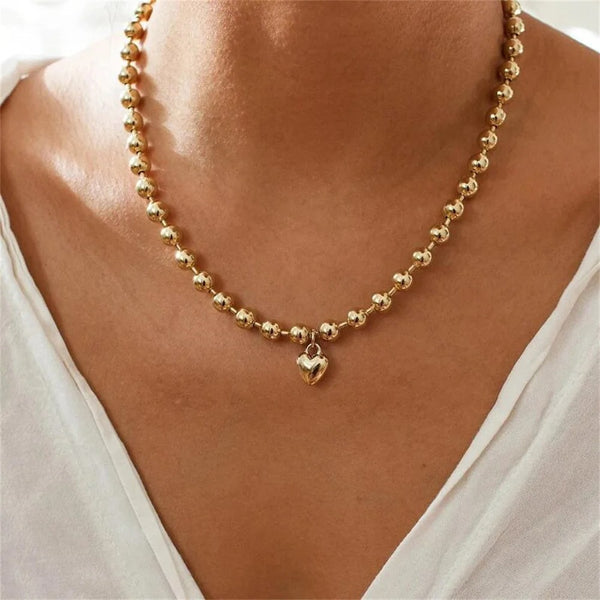 Gold-Plated Heart Pendant Necklace